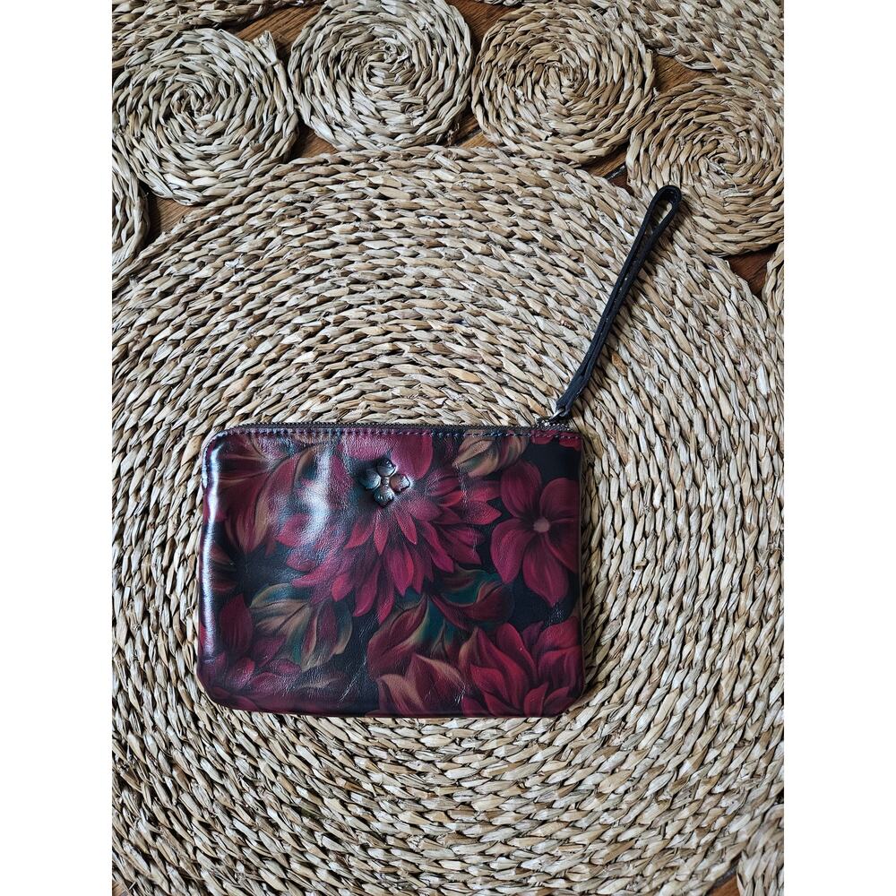 Patricia Nash New Rustic Mums Floral Leather Wristlet